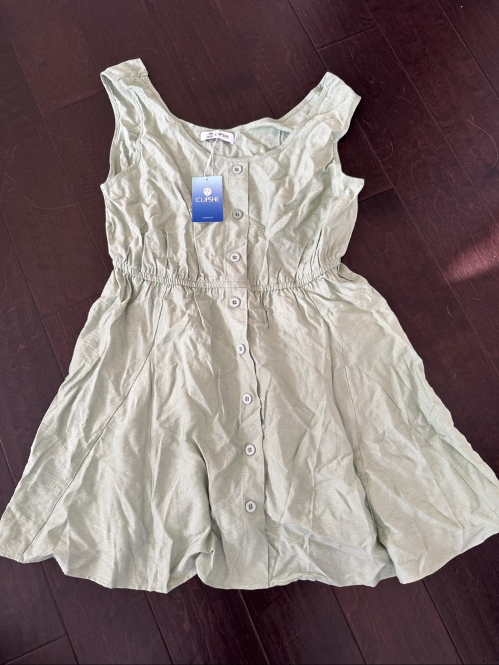 Cupshe Light Sage Green Button-Front Sundress for Girls